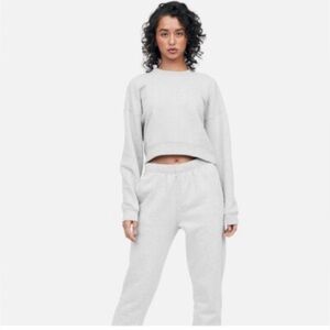 MATE the Label Women’s Organic Fleece Crop Sweatshirt in Light Grey Size S Top